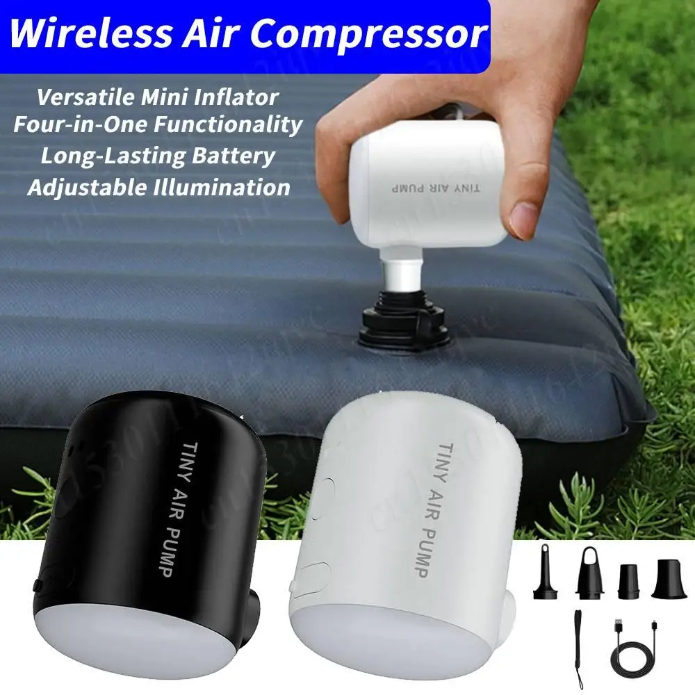 

Электрический воздушный насос 2200 мАч, беспроводной воздушный компрессор, светильник для кемпинга, мини-насос для накачивания воздуха, перезаряжаемый мини-насос для накачивания и сдувания