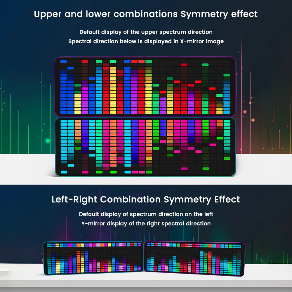 Dazzling RGB Music Spectrum Display LED Pickup Ambient Light Electronic Clock Sound Control Spectrum Level Indicator Rhythm Ligh