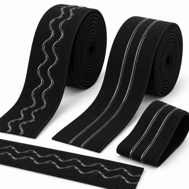 2/5/10M 20-50mm Anti-Slip Silicone Elastic Band Bra Grip Edge Sportswear Binding Lingerie Sewing Nylon Webbing DIY Accessories