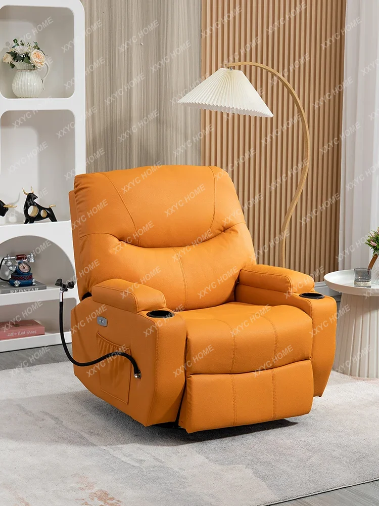 First Class Space Capsule Single Rocking Massage Chair Electric Multifunctional Lazy Sofa Living Room Leather Recliner