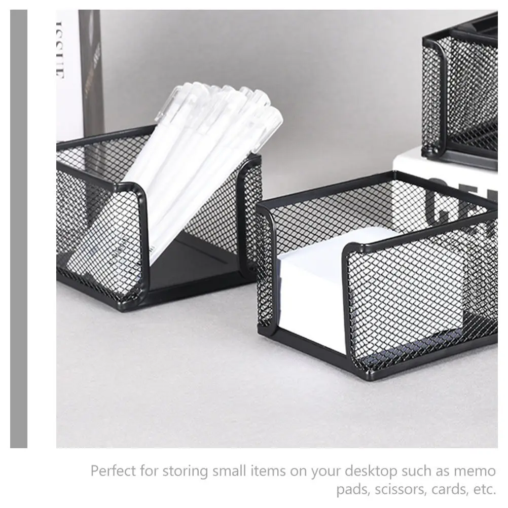 2Pcs Premium Iron Memo Papers Holder Desktop Notepad Container Sturdy Office Supplies Organizer for Memo Pads Pens Paperclips