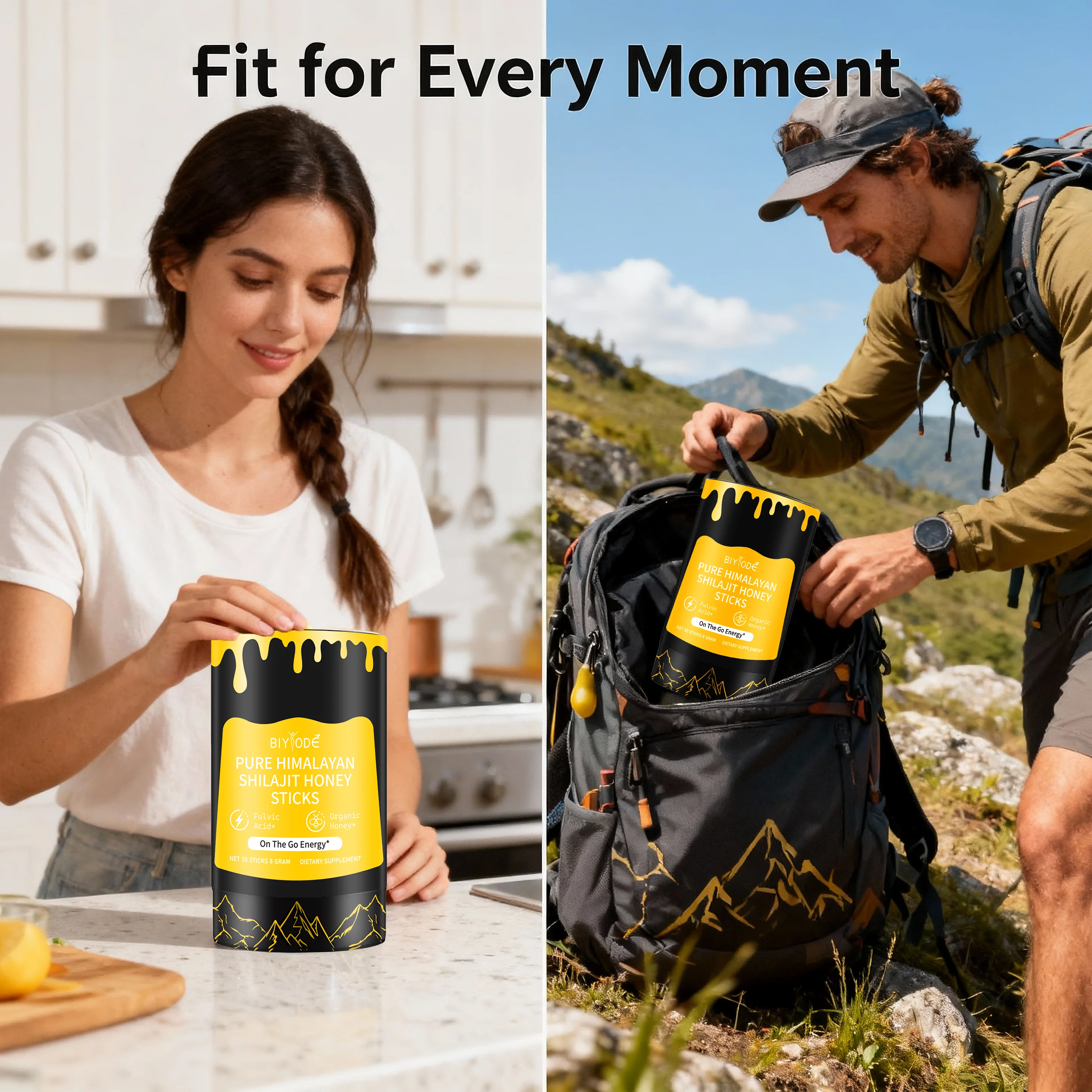 【BIYBODE】 أعواد عسل شيلجيت 760 جرام 2 عبوة من مستخلص عشبي للحيوية والعافية