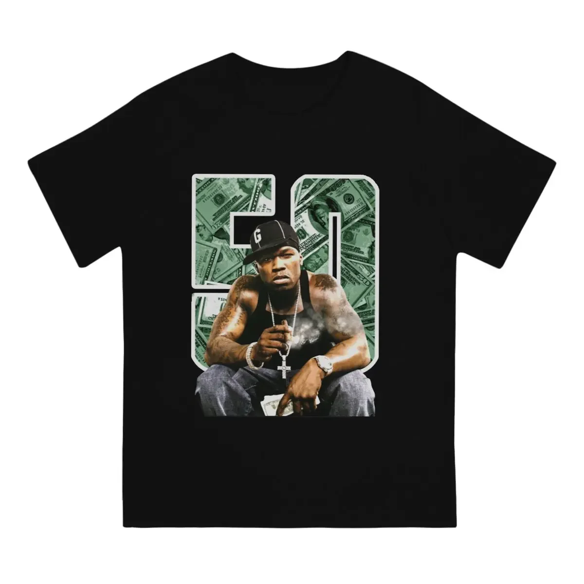 Men's Pop American Rap Singer Amazing  Tees Short sleeved 50 cent T-shirt Round Neck Costume Summer