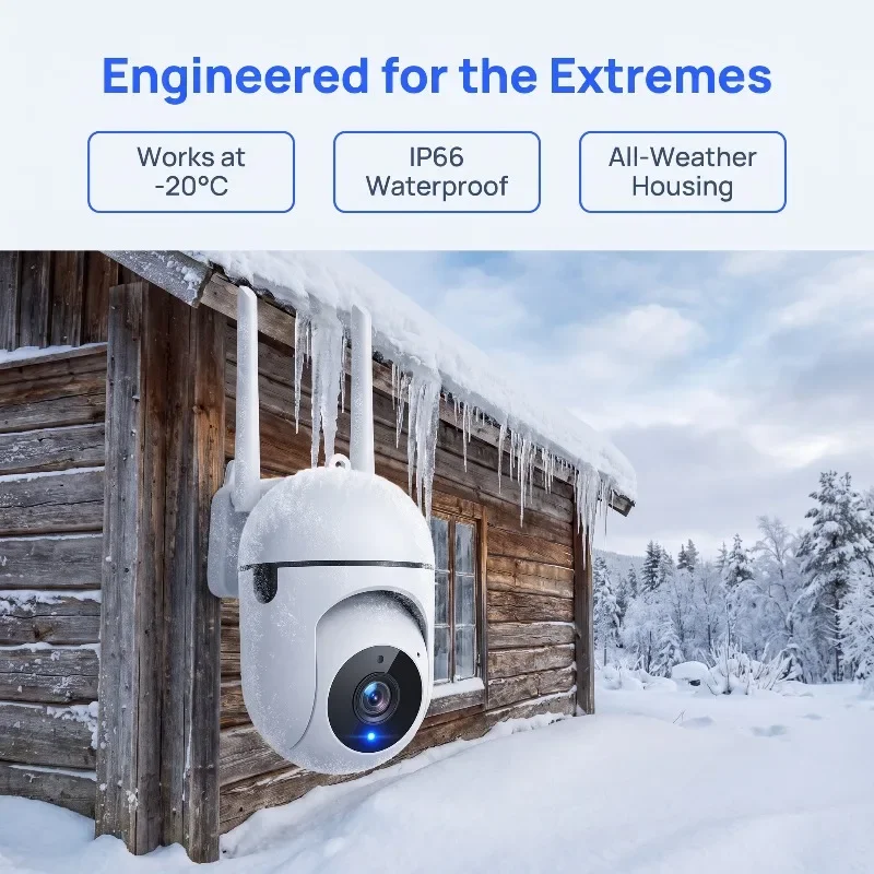 2K 4MP PTZ WiFi Security Camera 4X Digital Zoom Outdoor Wireless IP Camera Color Night Vision Two-Way Audio Monitor
