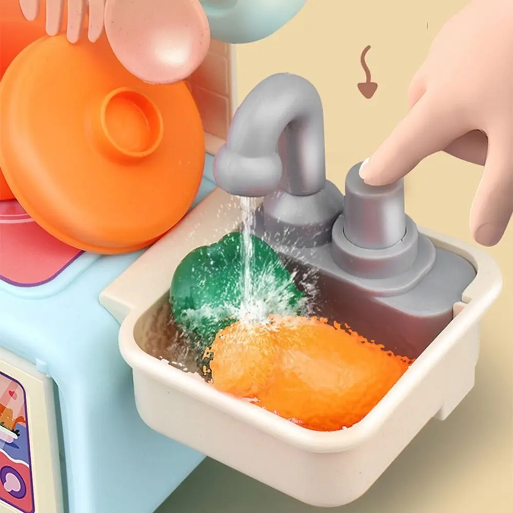 13/14 stuks Cartoon Keuken Speelset Spray en Play Sink Gesimuleerd Eenvoudig te monteren Speelkeukenaccessoires Opbergmand