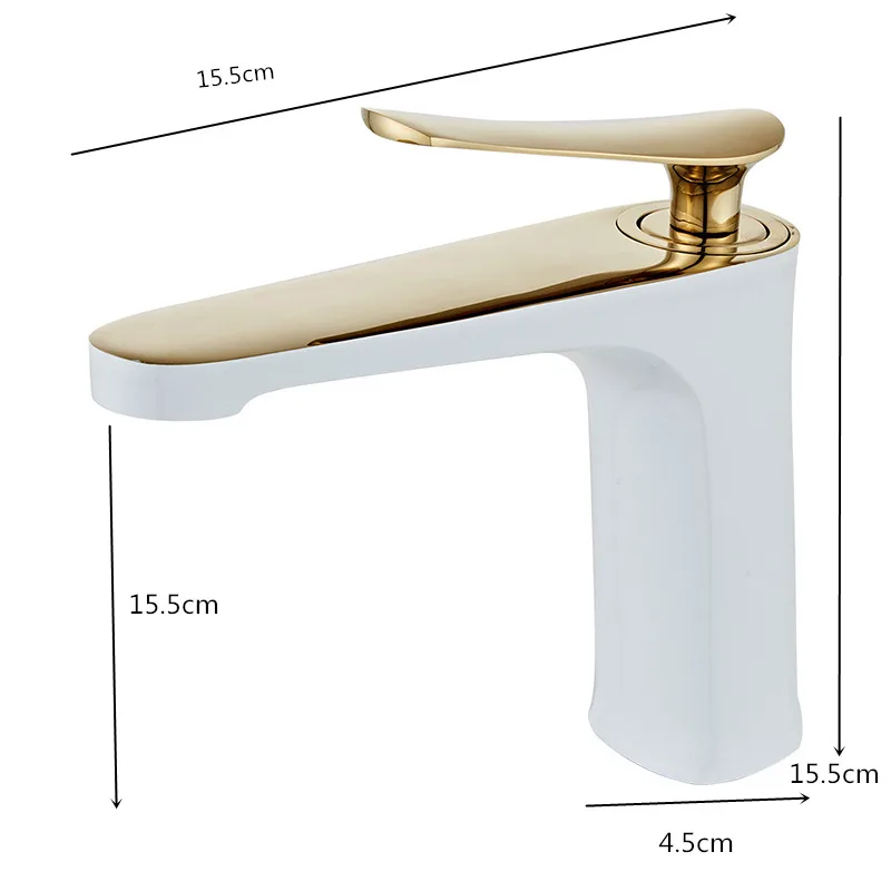 

Bathroom Faucet Solid Brass Bathroom Basin Faucet Cold And Hot Water Mixer Sink Tap Single Handle Deck Mounted White