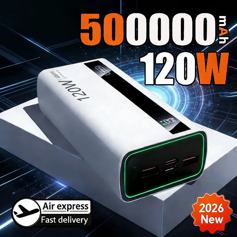 500000mAh 120W 초고속 충전 대용량 파워뱅크 외장 배터리 휴대용 충전기 아이폰 삼성 샤오미용