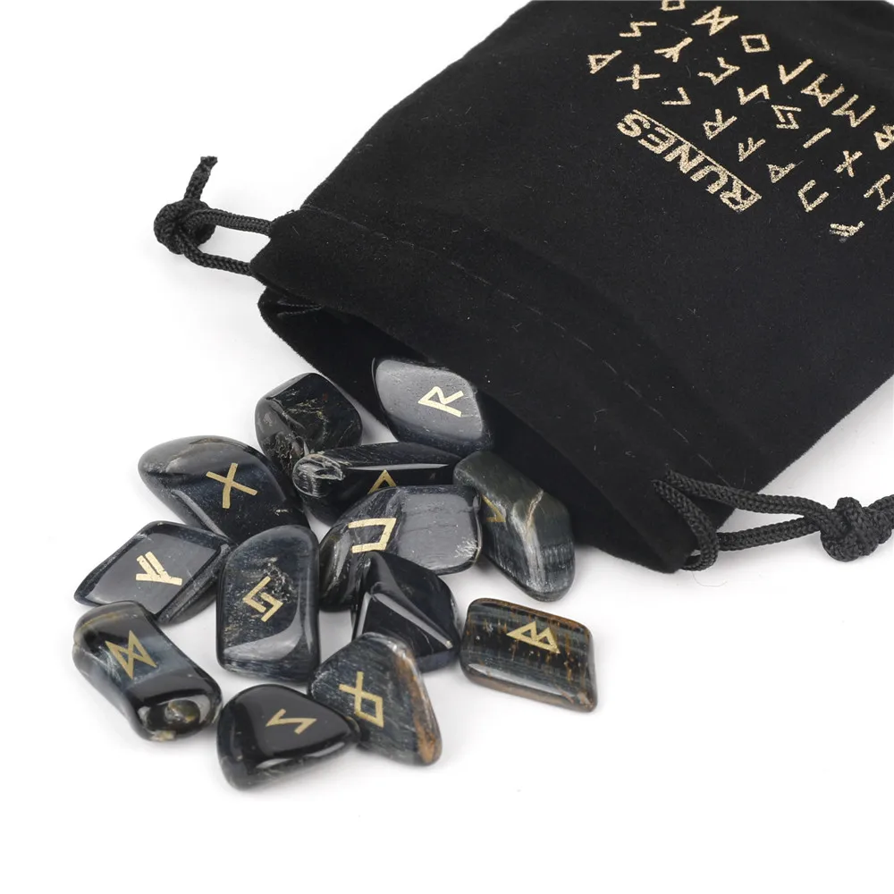 25pcs Natural Stones Rune Stones For Divination  Fortune-telling Reiki Chakra Crystals Quartz Energy Healing Stones