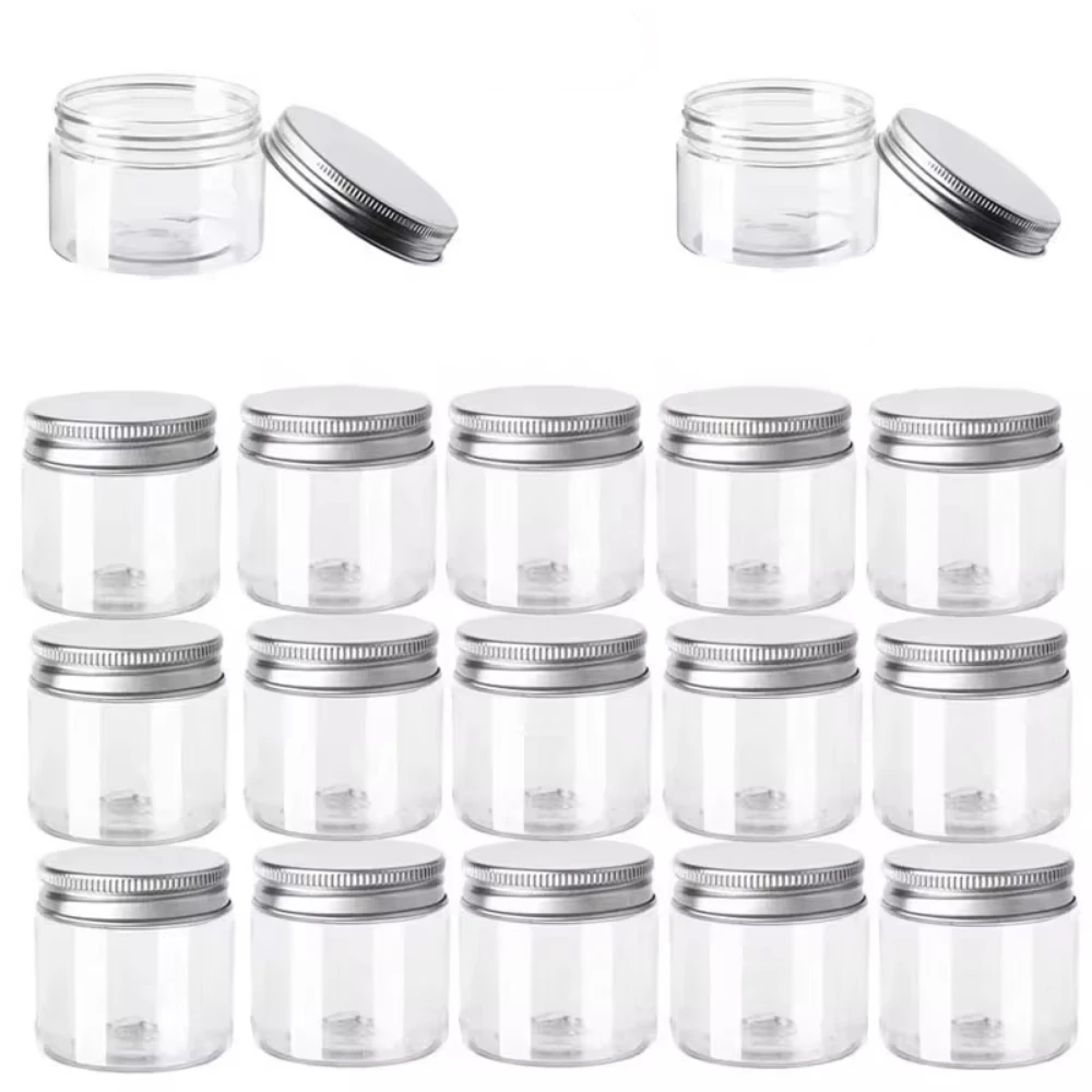 5pcs/lot 30ml 60ml PET Plastic Jar With Aluminum Lids Screw Container Empty Cosmetic Cream Powder Makeup Storage Jar Pot Bottle