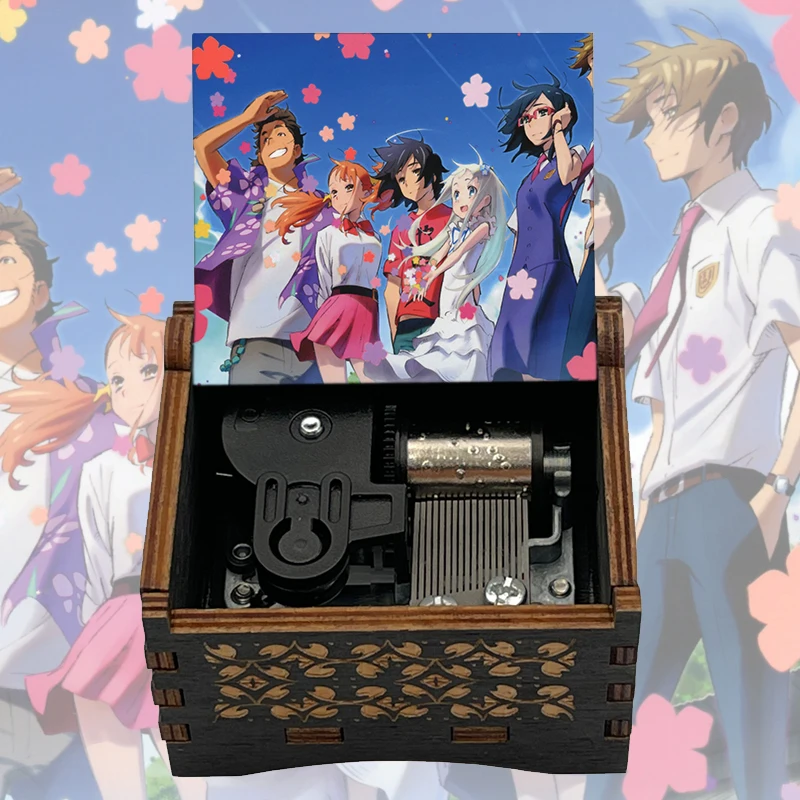 Anohana The Flower We Saw That Day Anime Wooden Music Box, Secret Base Song Musical Kids Birthday Gifts Friendship Souvenir