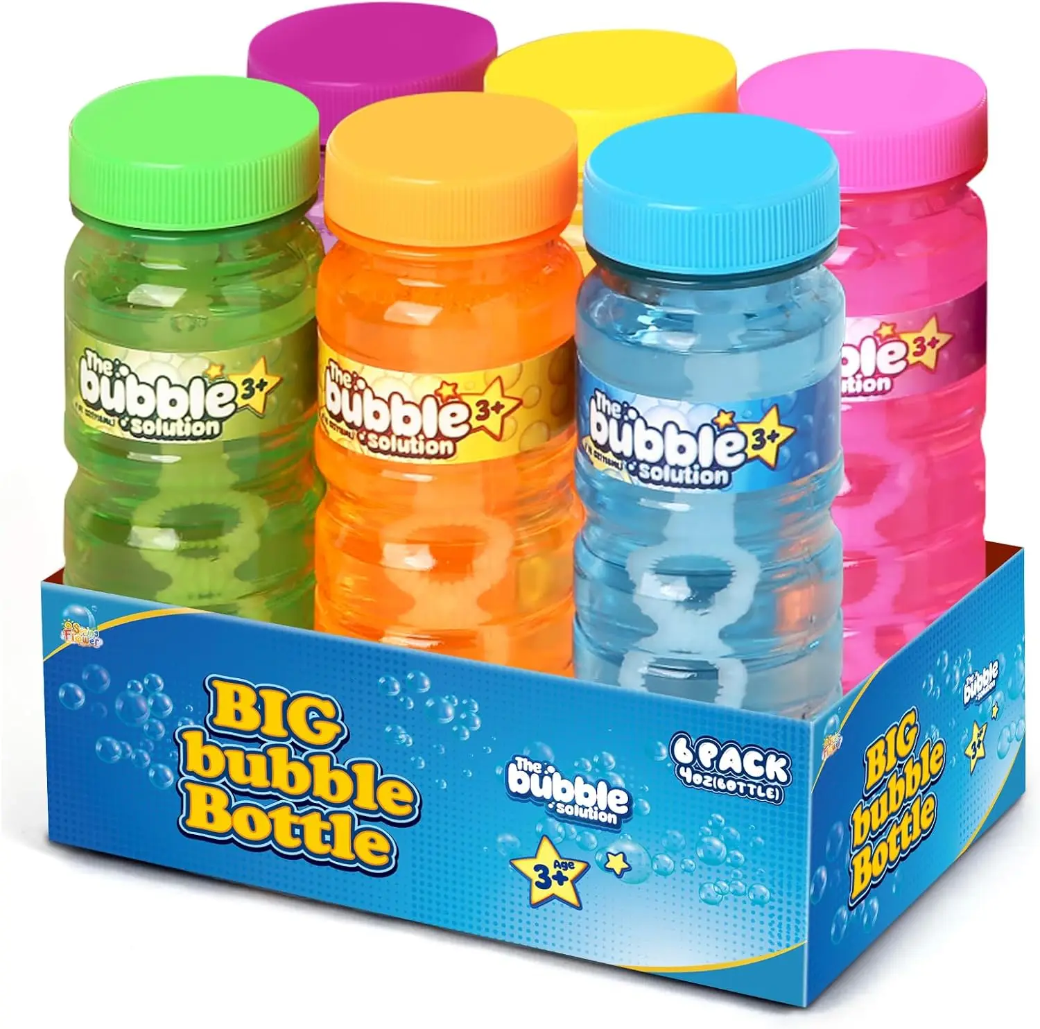 

6 Pcs Bubble Bottles with Wands, Party Favors for Kids, Summer Outdoor Toys, 4oz Each, 6 Colors