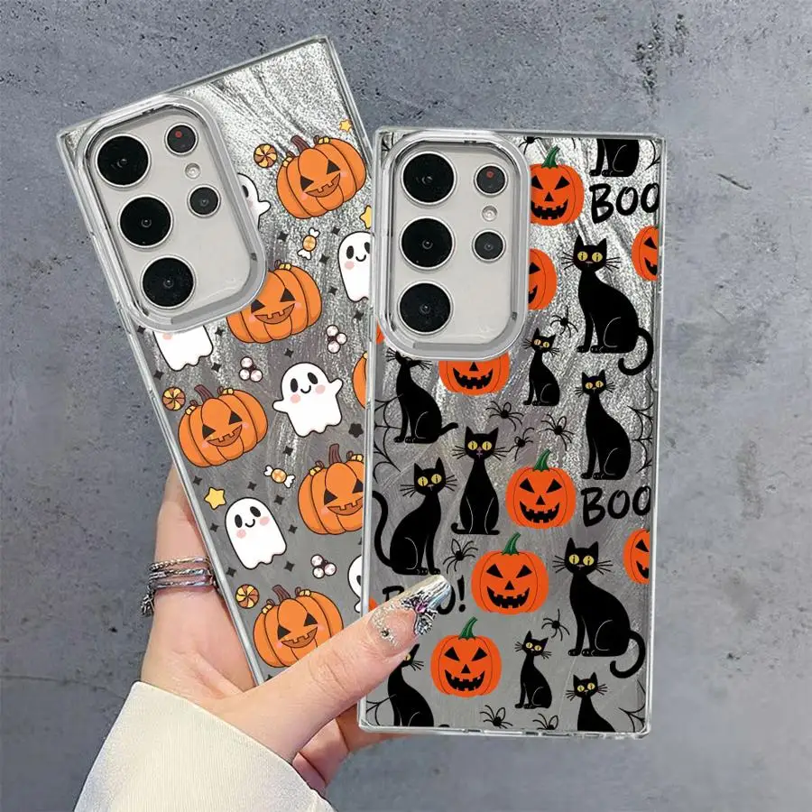 Cartoon Halloween Pumpkin Cat Case for Samsung Galaxy S20 FE S25 Ultra S22 Plus S23 S21+ S21 S20 FE S24Ultra Soft Shell