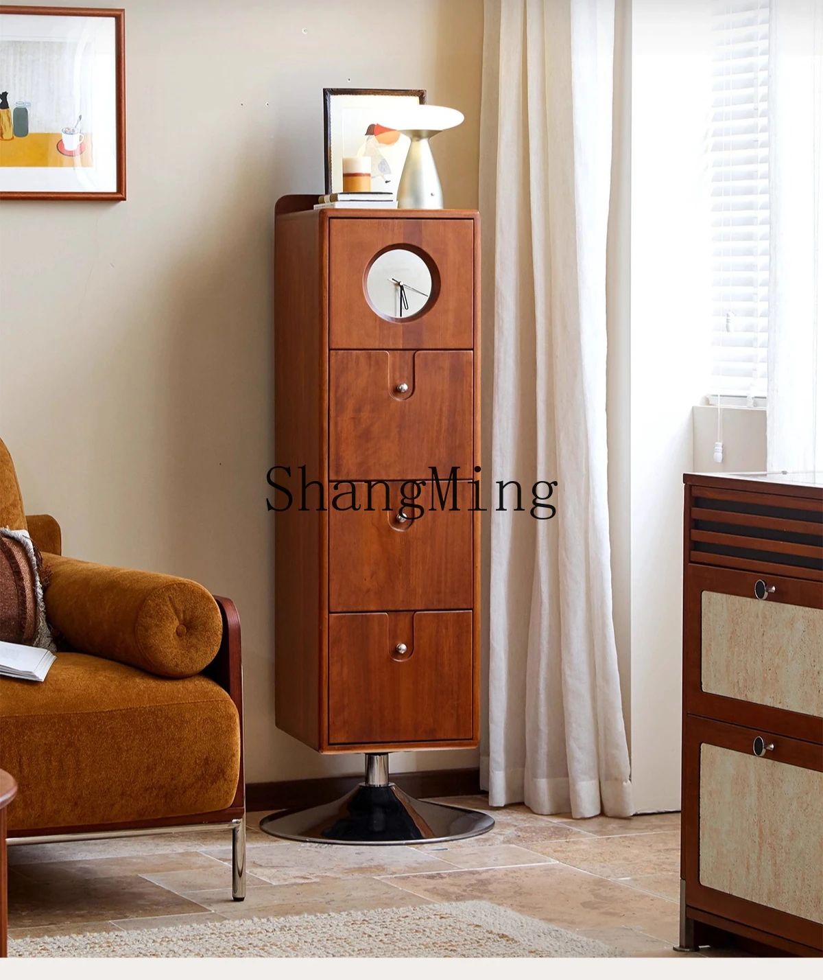 

Вращающаяся книжная полка из цельного дерева CL sense, ретро шкафчик для гостиной, небольшая стойка для журналов