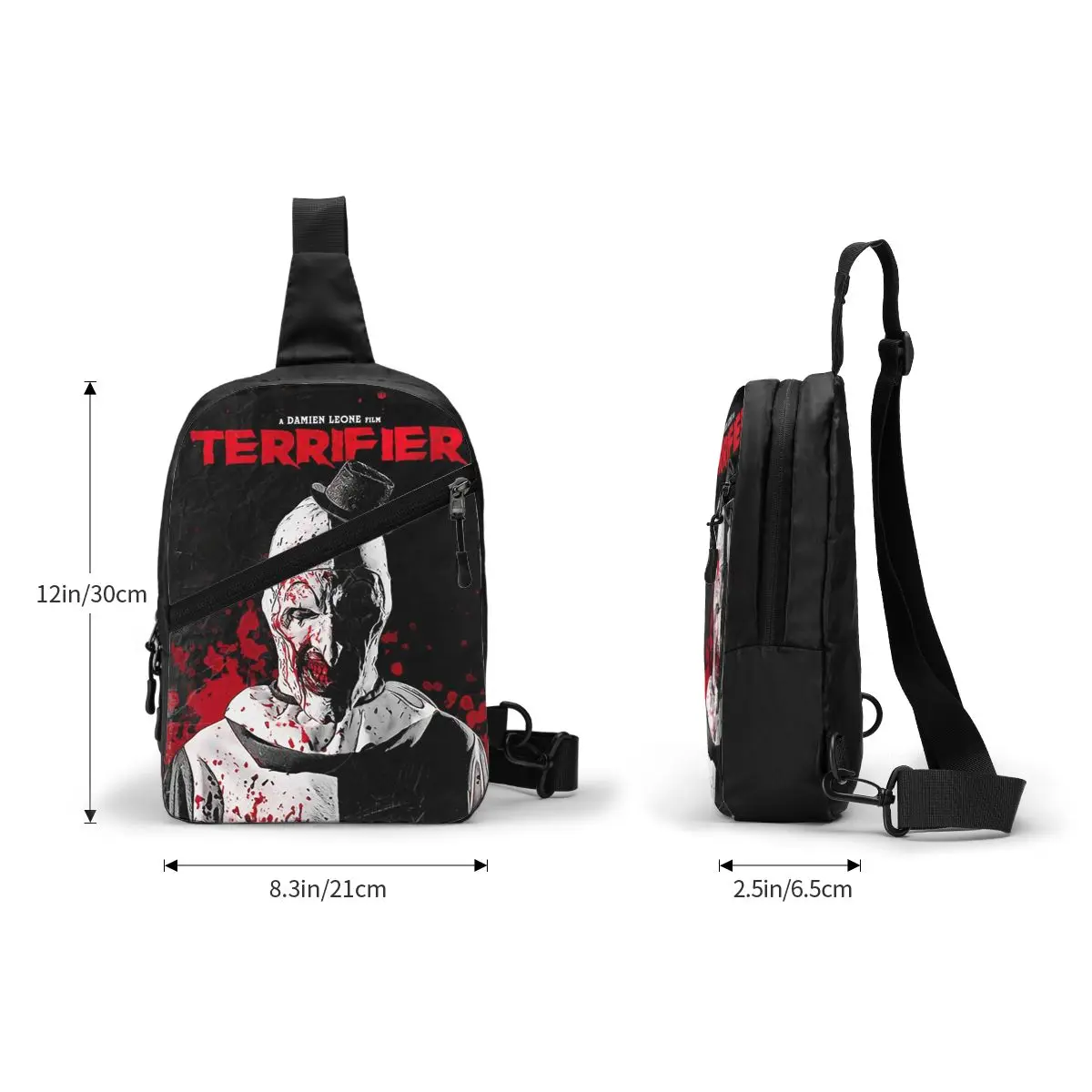 Mode Terrifier Film Schulter tasche für Radfahren Camping Männer Horror Halloween Clown Brust Cross body Rucksack Schulter Tages rucksack