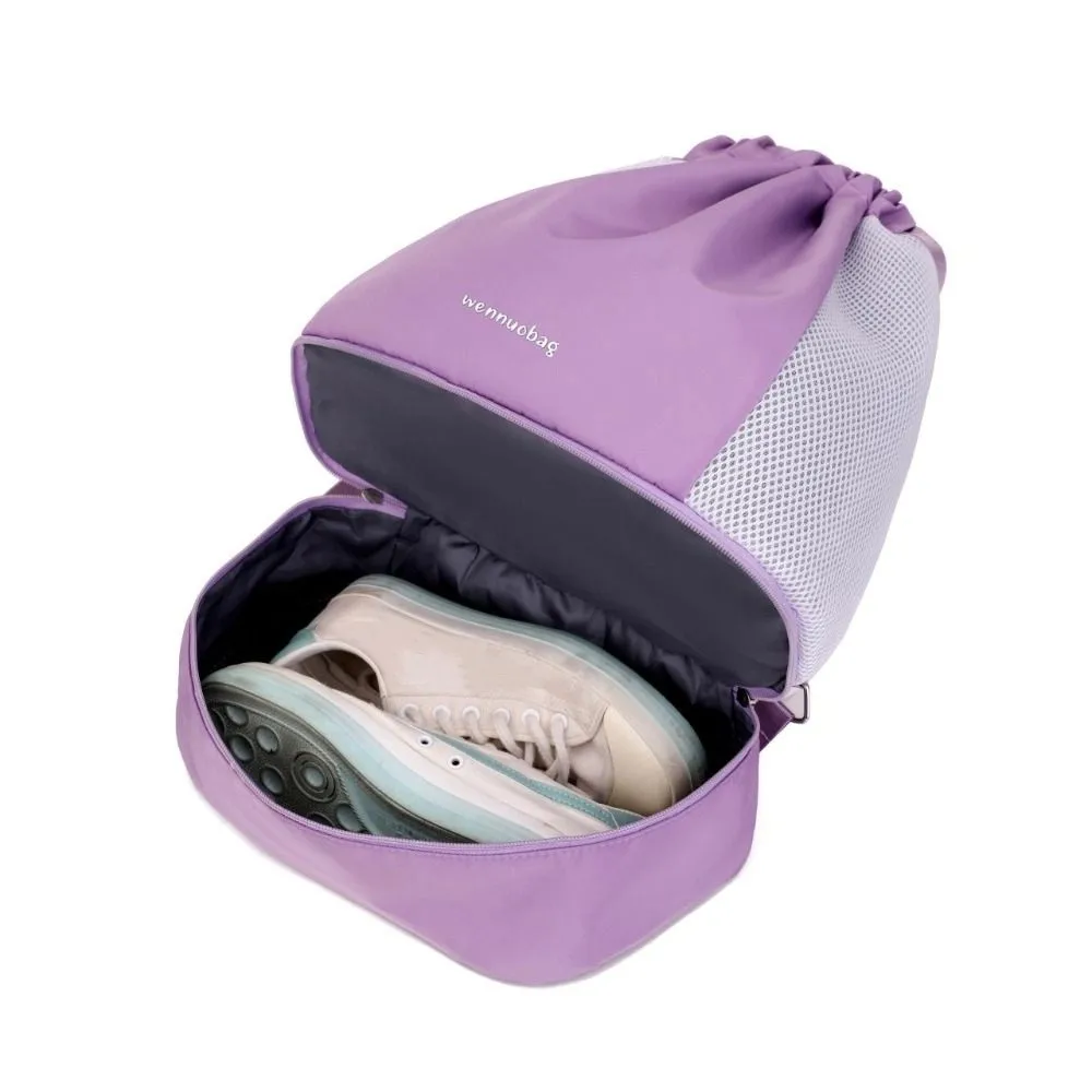 Fashion Oxford Drawstring Backpack Casual Lightweight Sports Gym Bag Dry and Wet Separation Water-Resistant Travel Bag Teenager