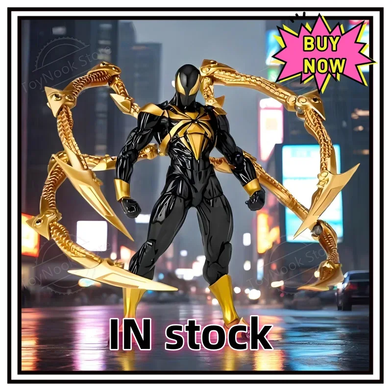 

IN stock New Iron Spider YAMAGUCHI Man Peter Parker Black Red KAIYODO Action Figure Statue Model Collectible kids For Toy Gift
