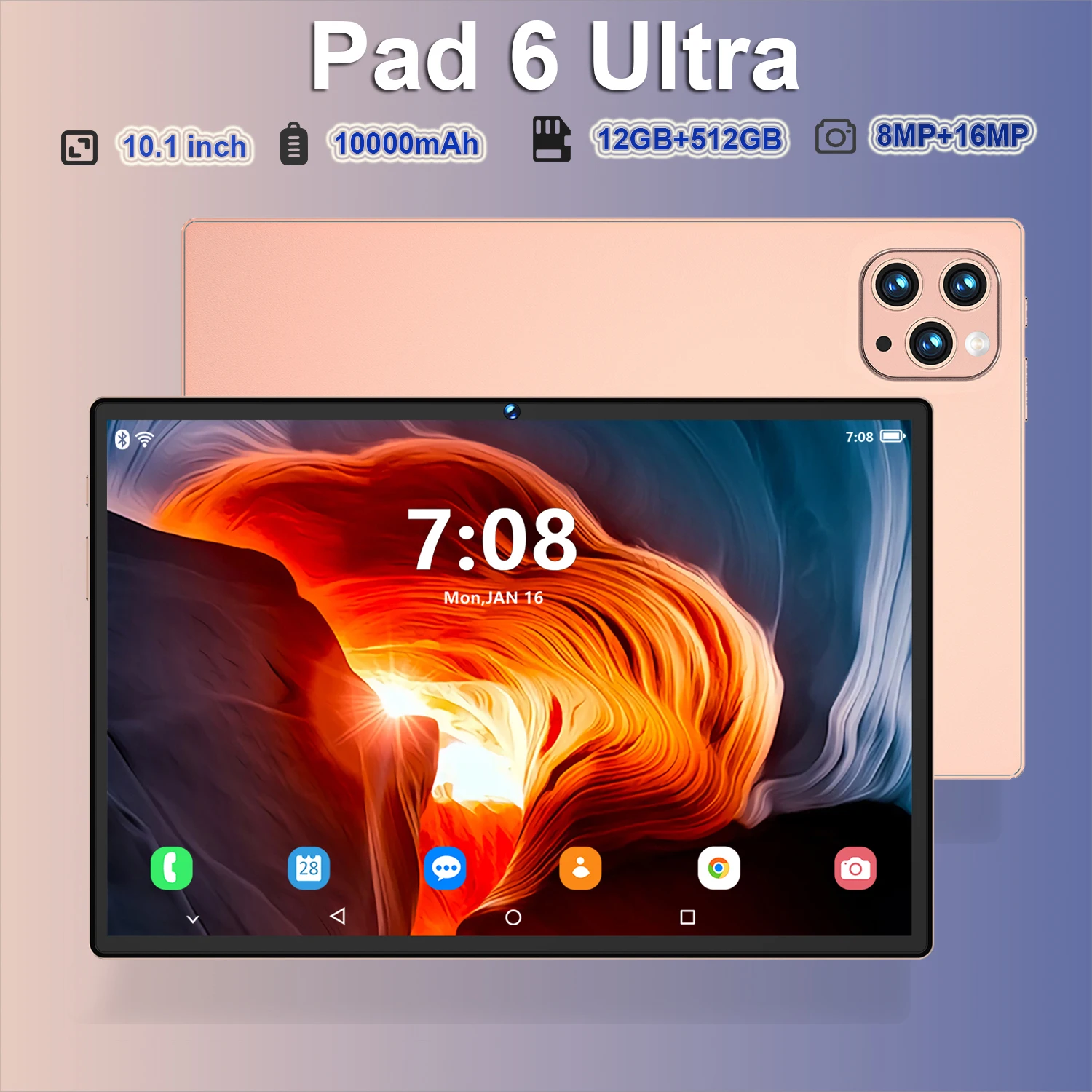 Pad 6 Ultra tablet snapdragon870 10 rdzeni 10.1 cal 2560*1600 rozdzielczość 5G 12GB + 512GB 8 + 16 mp10000mah Android 13 klawiatura tablet