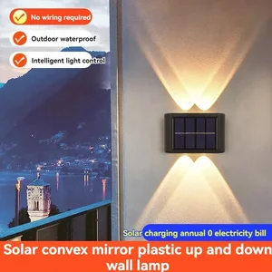 4LED contas para cima e para baixo luz de parede à prova d'água movida a energia solar para pátio jardim porta-copos 6 principais vendas energia solar light - №5