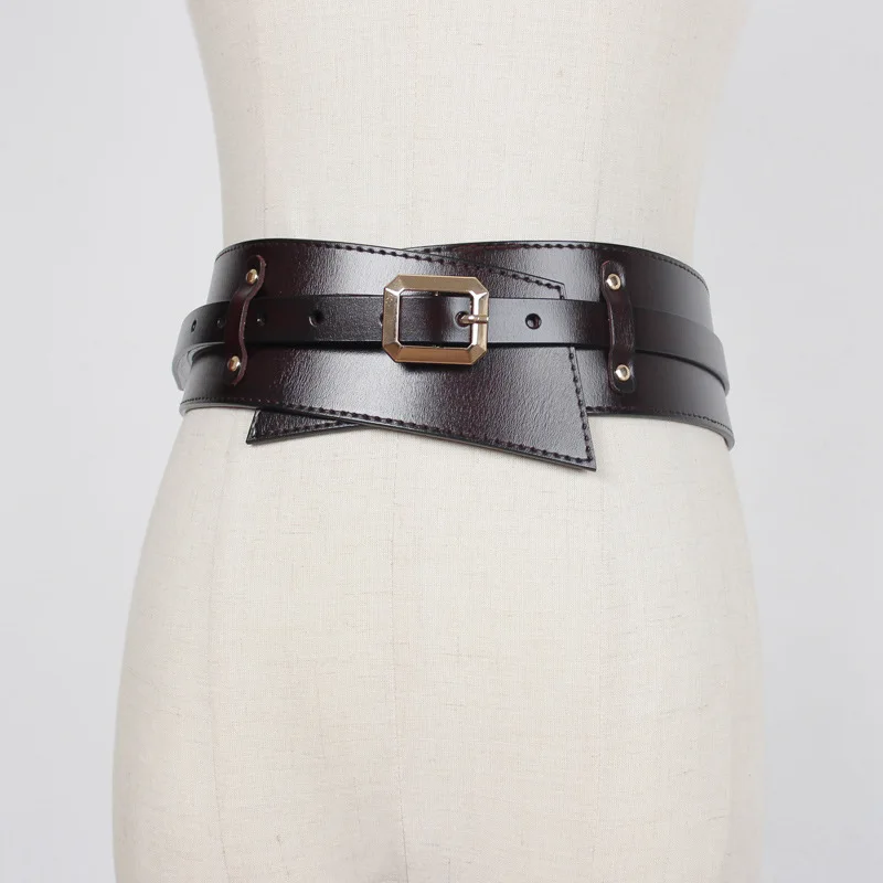 

Женский ремень для костюма, широкий женский ремень, универсальный декор, модный аксессуар, из натуральной кожи, съемный внешний пояс