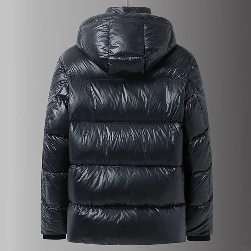 Winter Down Jacket Men Goose Coat For Waterproof Fashion Short Puffer Hood Black Luxury Brand Warm Feather