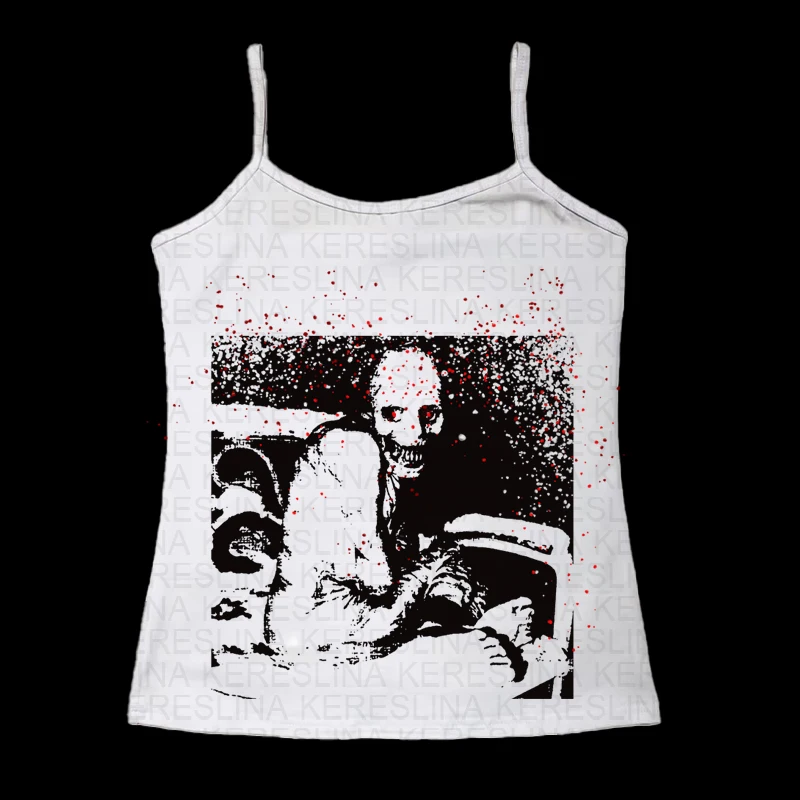 

Customized DIY crop top women's 90s summer Grunge pattern horror print top fashionable slim fit top Harajuku punk special baby T