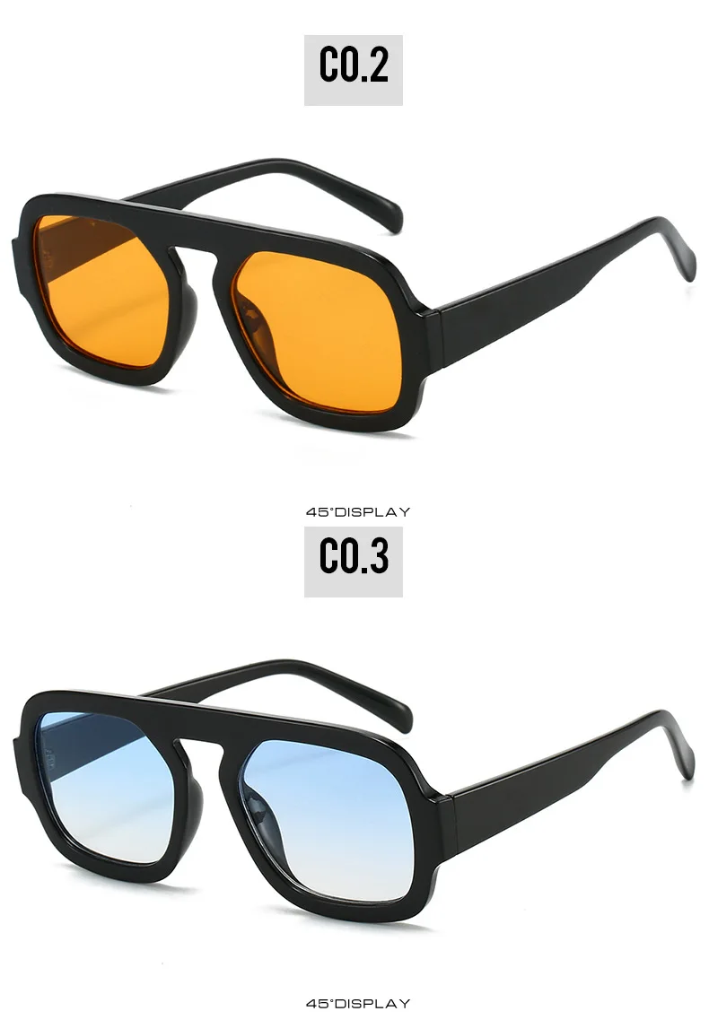 SO&EI Retro Quadratische Sonnenbrille Frauen Mode Gradient Shades UV400 Männer Punk Blau Grün Sonnenbrille – Detail 8