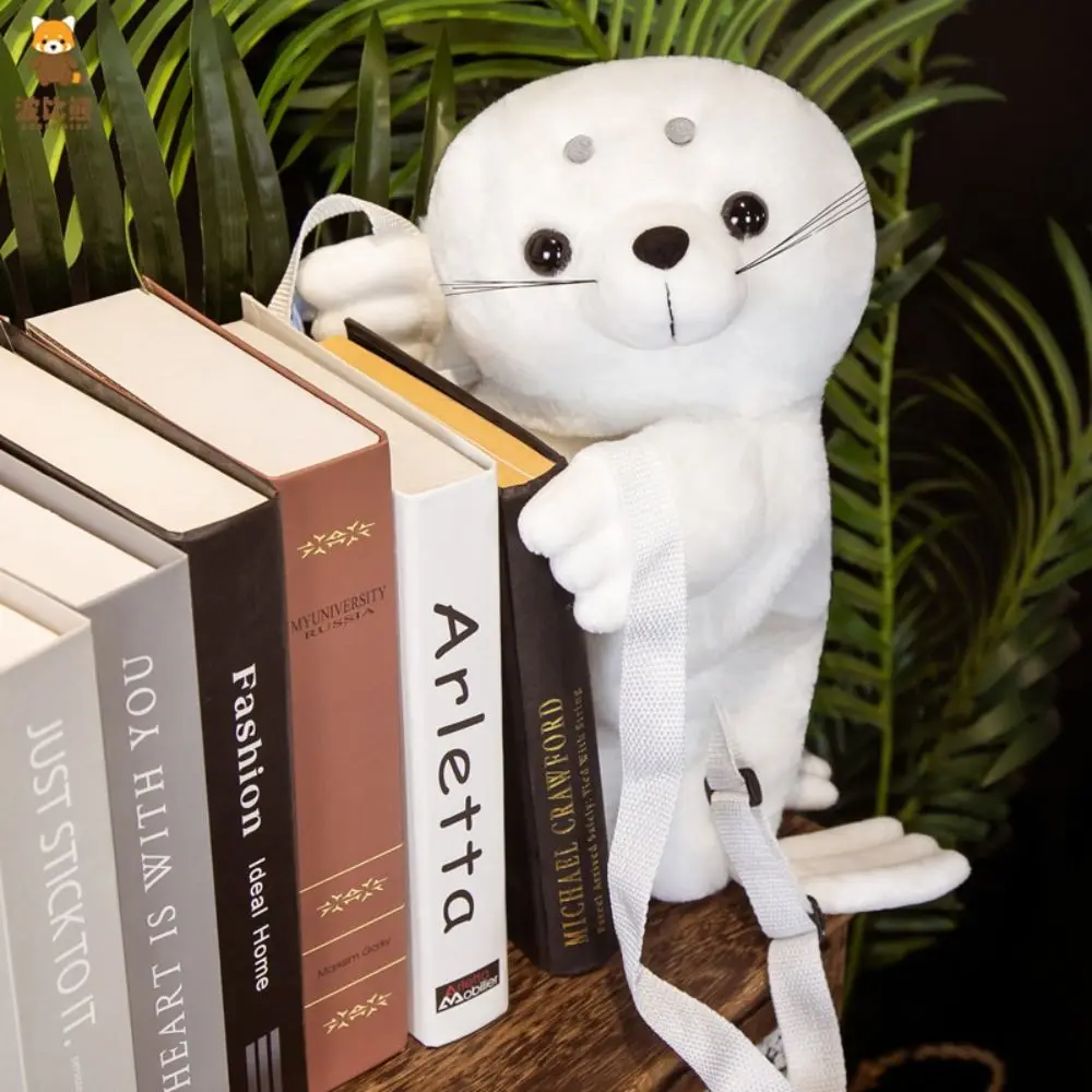 Peluche poupée sceau cartable en peluche sac à bandoulière sac à dos sacs sac à dos en peluche 50CM mignon blanc Lion de mer sac en peluche enfants