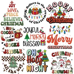 Christmas Gift Christmas Tree Personality Letter Iron On Transfer Heat Vinyl Ironing Stickers Decor Stickers on Clothes