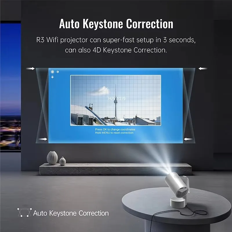 Outdoor 6000mAh Rechargeable Mini Proyector 1080P 4K 250ANSI Portable Smart Android 13 Video Projector Build-in Battery