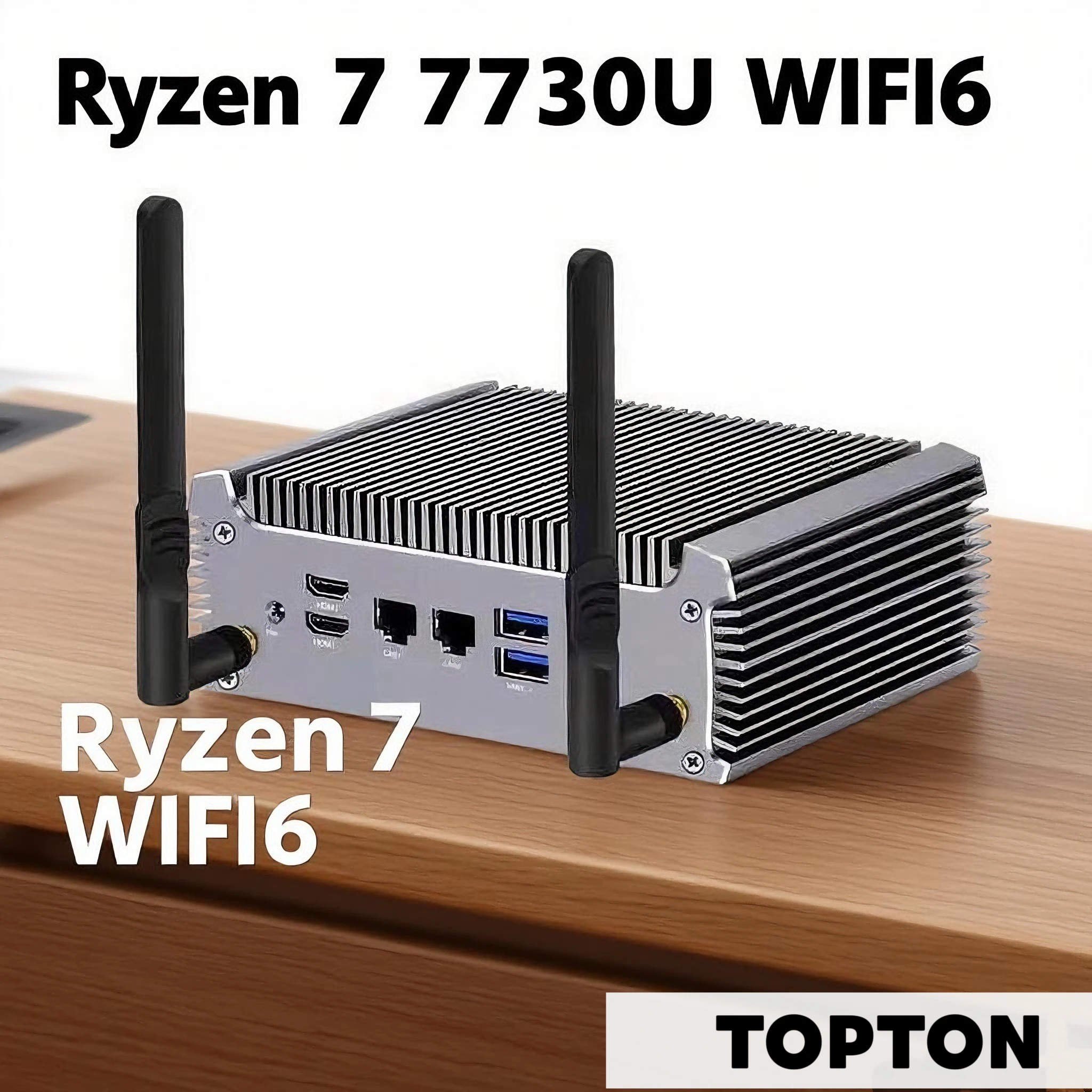 Topton PC Mini Tanpa Kipas AMD Ryzen 7 5800U 8 Core 16 Thread Barebone PC 2 LAN Router Komputer Industri Windows 11 2X4K WiFi6