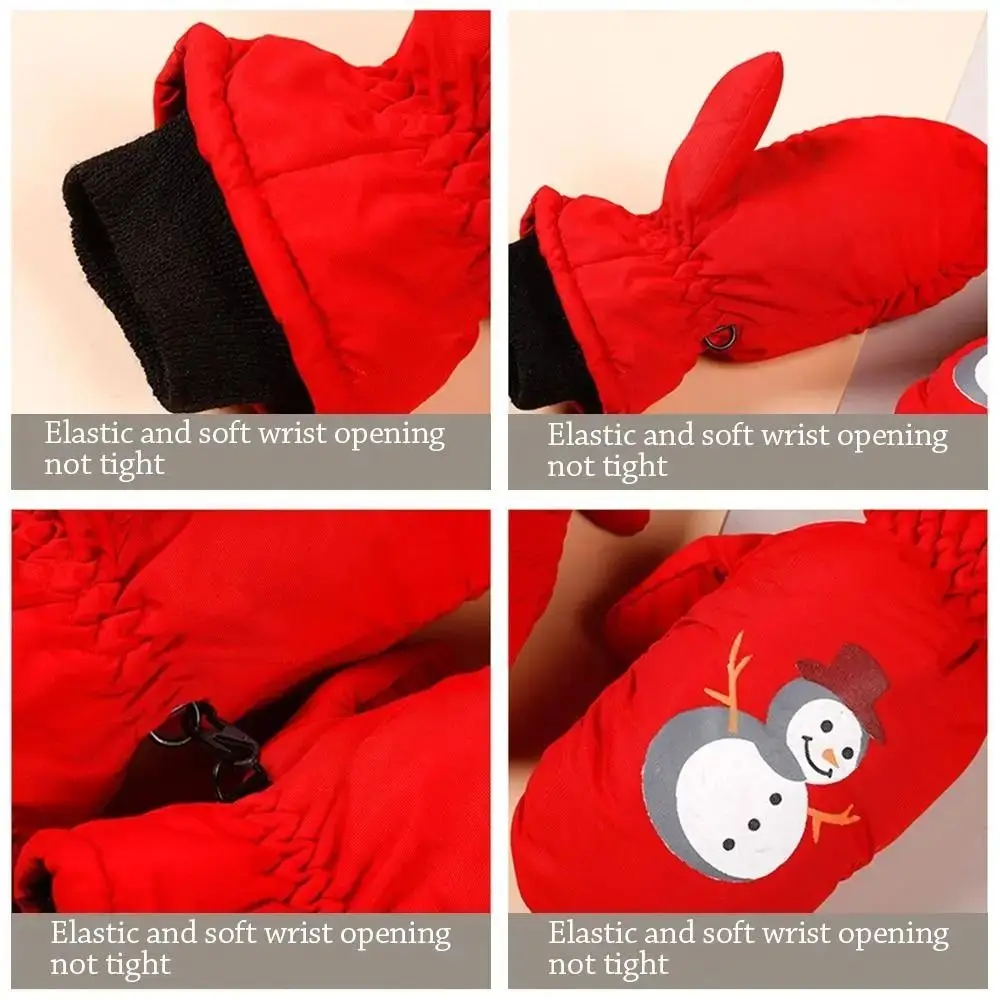 Snow Man Children's Snow Gloves Aged 2 To 5 Years Windproof Winter Ski Mittens Waterproof Anti Loss Buckle - view 2