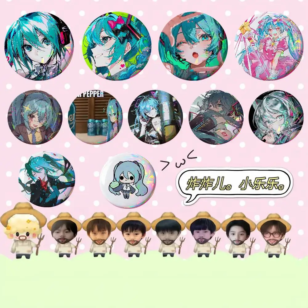H-Hatsune Mikus Badges Tinplate Soft Button Pin Brooch Metal Badge Custom Jewelry Accessories Hat Bag Lapel