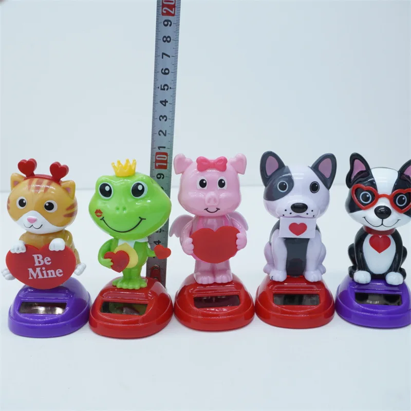 Hot Car Ornaments Solar Automatic Swing Dogs Figurine Animal Doll Toy Frog Miniature Holiday Gifts Creative Interior Decorate