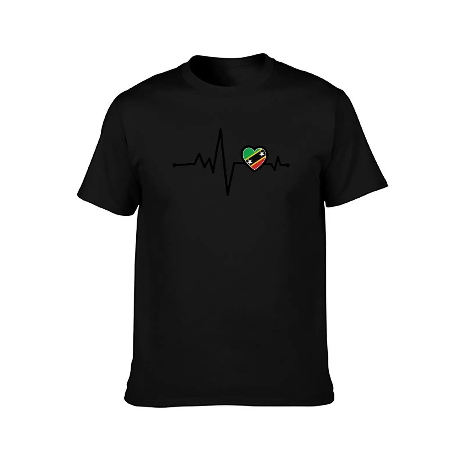 St Kitts and Nevis Heart Monitor T-Shirt Big and Tall Short Sleeve Tee T-Shirt