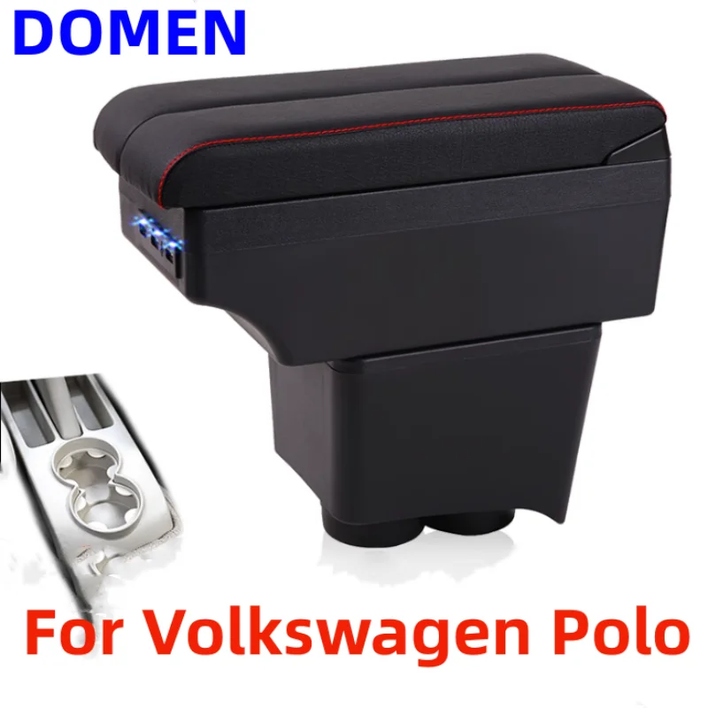 

For Volkswagen Polo Armrest box For VW Polo 9N 3 Car Armrest Large Space Dual Layer USB Charging2002- 2009