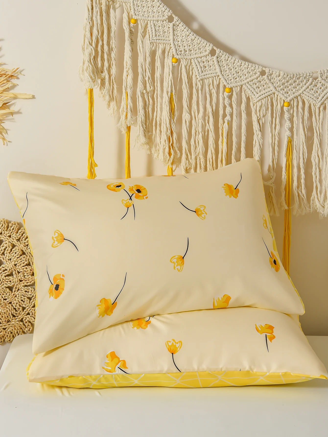 Floral Pillowcases Yellow Floral Pillowcases Shabby Chic Design Cute Pillow Shams 2 Pack