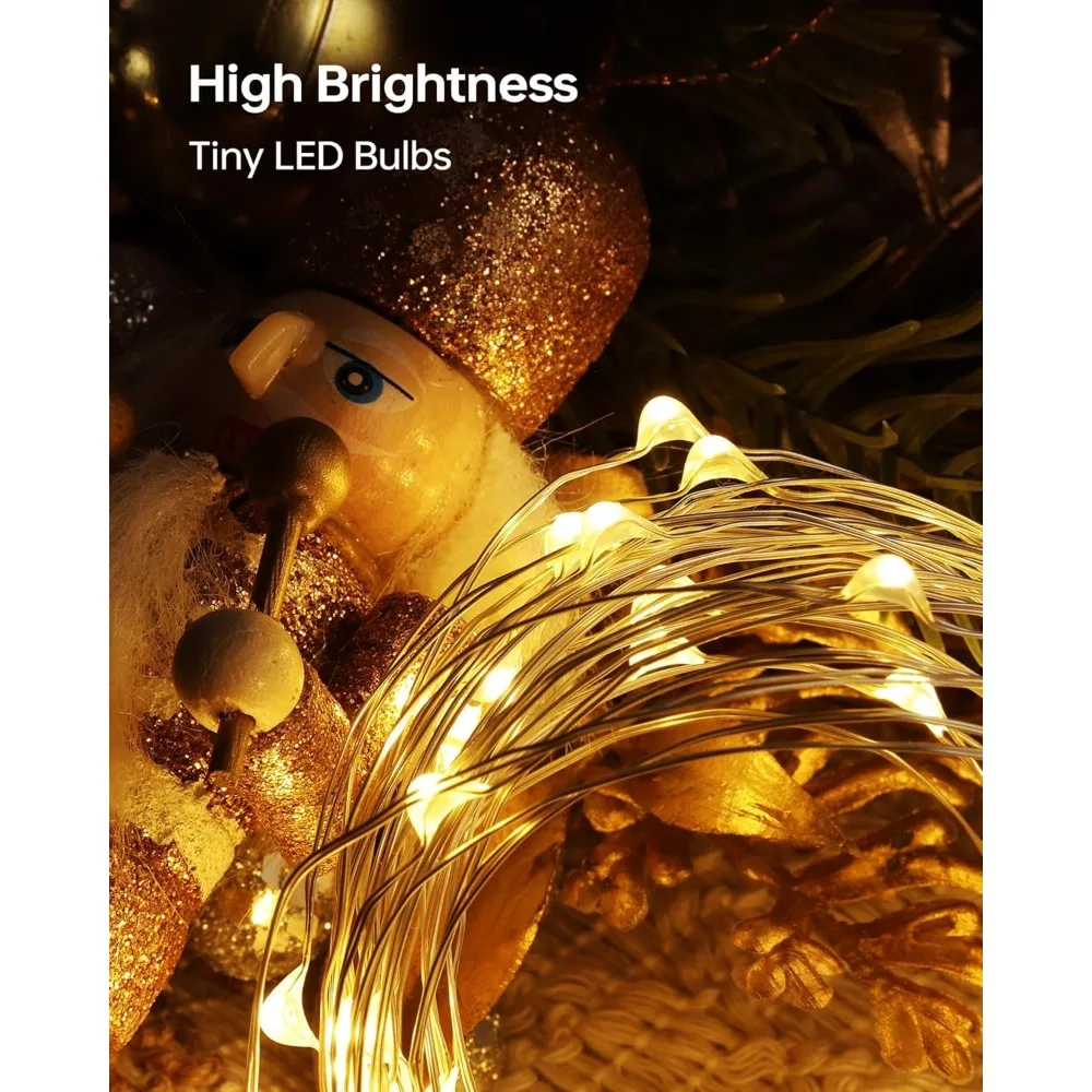 10 шт. гирлянды на батарейках — 7 футов, 20 светодиодных мерцающих фонарей, мини-гирлянды из медной проволоки, светлячок