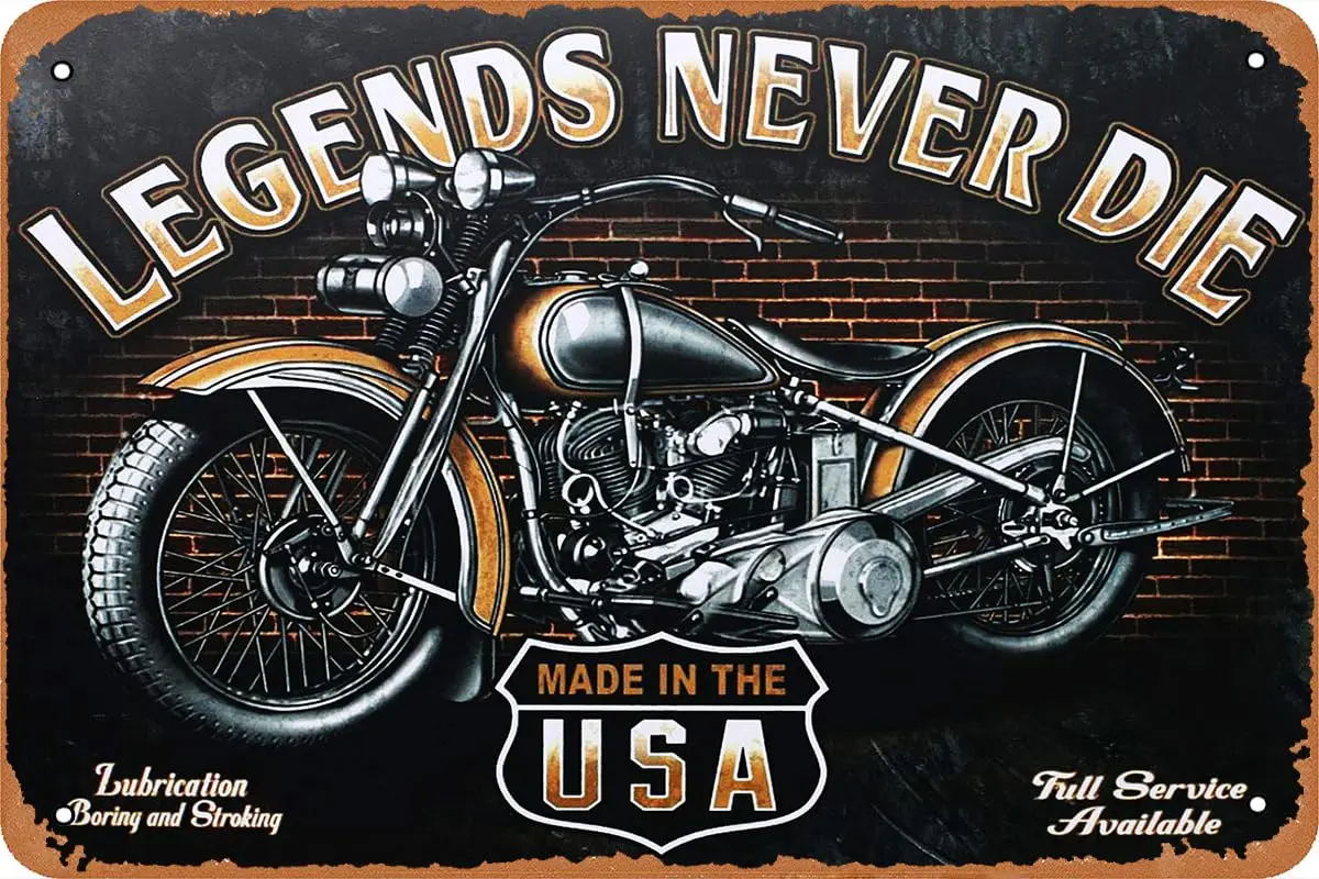 Vintage Old Motorcycle Poster Retro Tin Sign Vintage Look Metal Sign for Cafe Bar Man Cave Garage Home Wall Art Decor Men Fan Gi