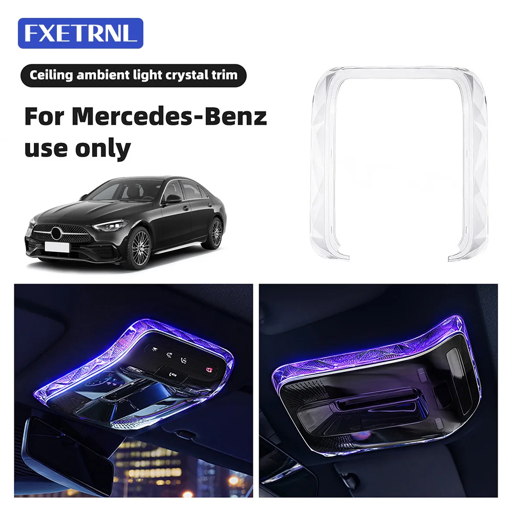 Crystal Reading Light Trim for Mercedes-Benz C/E/S/SL/GLC/GLE/EQE/EQS/AMG GT Colorful Ambient Light Ceiling Lamp Cover Protector