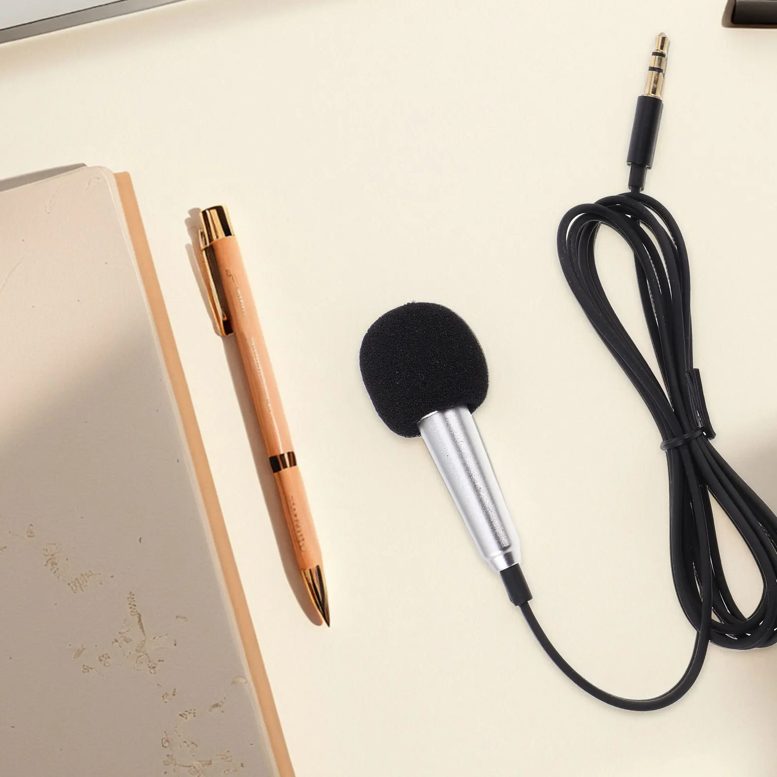 

Compact Silver Microphone for Mobile Devices Tiny Condenser Mic for Karaoke Voice Recording Portable Phone Microphone Accessory