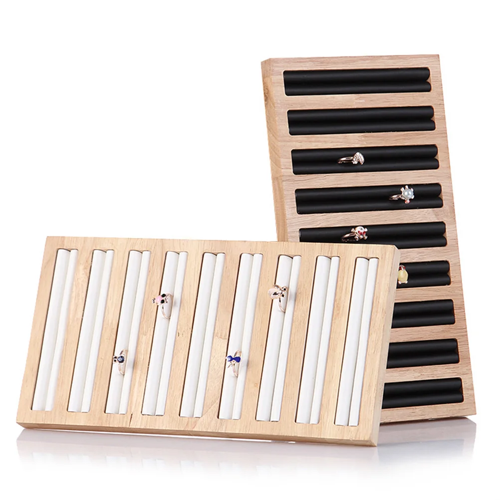 

Bamboo Wood Ring Display Tray Jewelry Organizer Holder Showcase Stand For Dressing Table Living Room Large Capacity Fits All