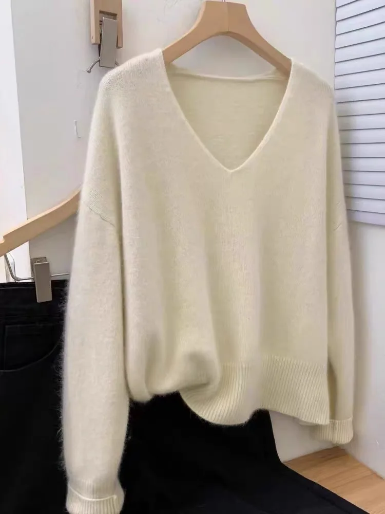 

New Women Pure Wool Sweater V-Neck Pullover Spring Autumn Winter 100% Merino Wool Knitwear Female Popular Knit Clothing Tops