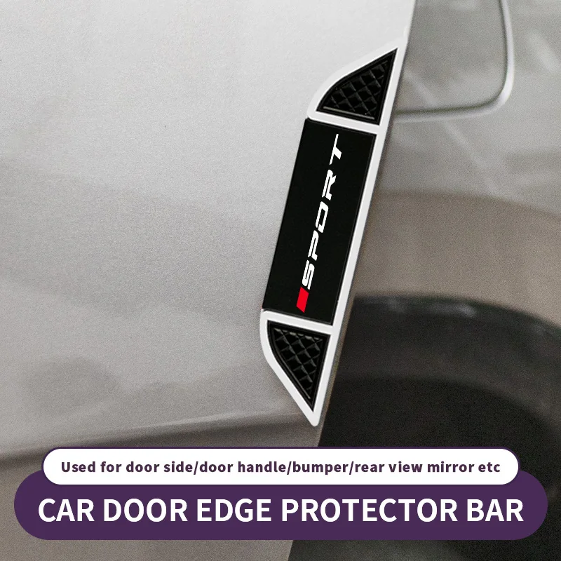 4-piece set of door anti-collision strips, single red SPORT car scratch resistant car sticker, door edge sticker