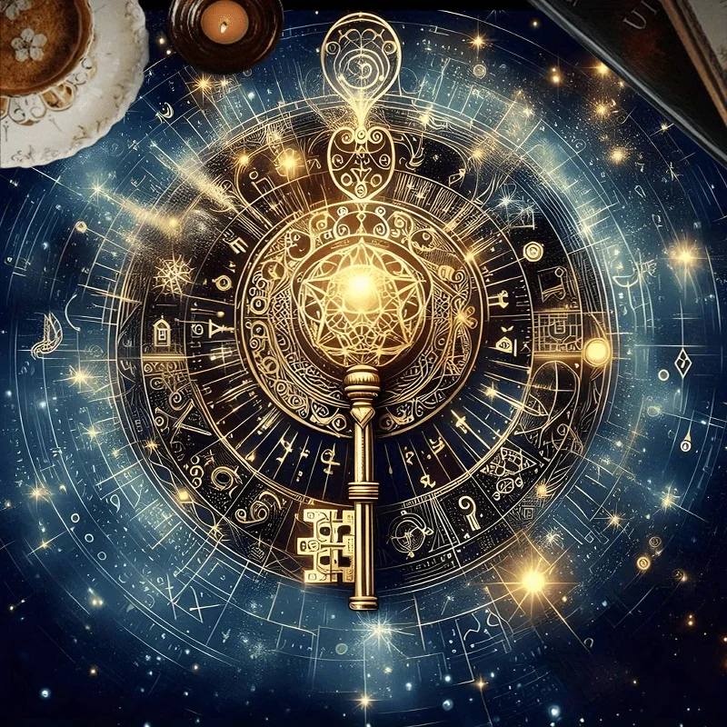 50 75cm Mystical Astrology Cosmic Tarot Tablecloth Enchanting Design Polyester Altar Cloth Witchcraft Divination Tools