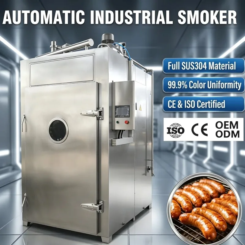 304 Stainless Steel Fully Automatic Meat Smoker Chicken Bacon Smokehouse Furnace Commercial Sale Support Custom