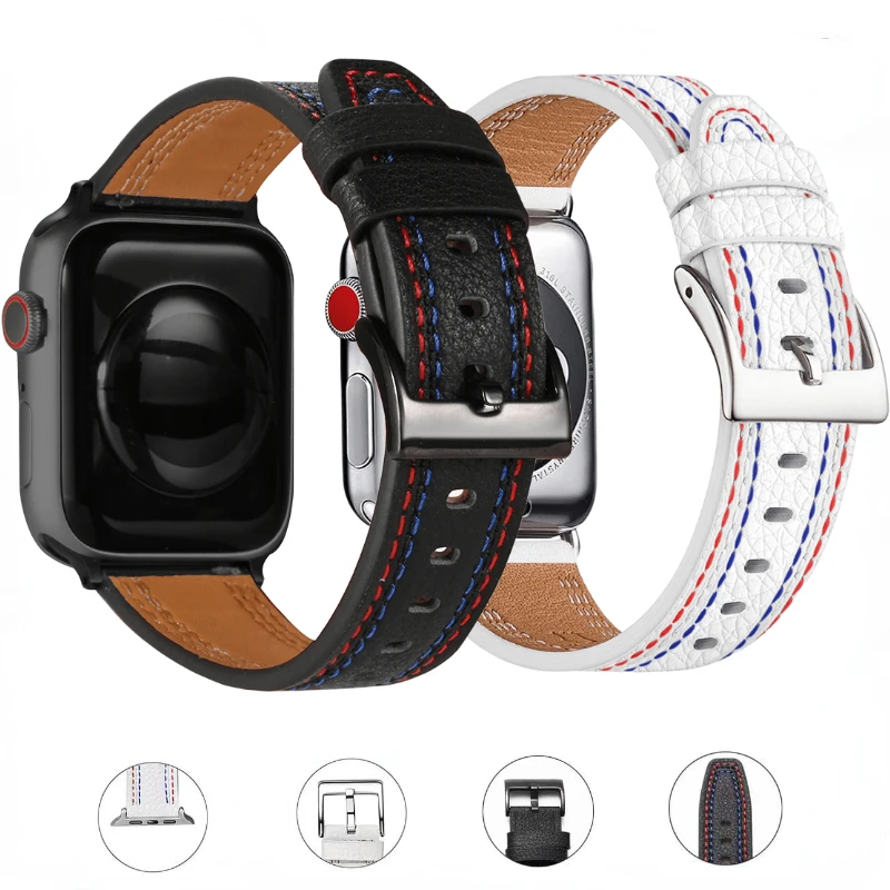 

New Leather Strap For Apple Watch Ultra/2 9 8 7 49mm 45mm 41mm Sports bracelet Band iWatch Series 6 5 4 SE 44mm 40mm 42mm 38mm