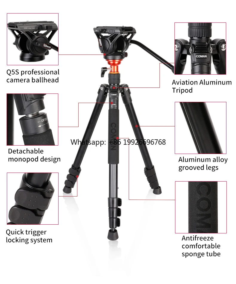 

New Design KX3939 Professional Video Universal Tripod with Fluid Ball Head factory