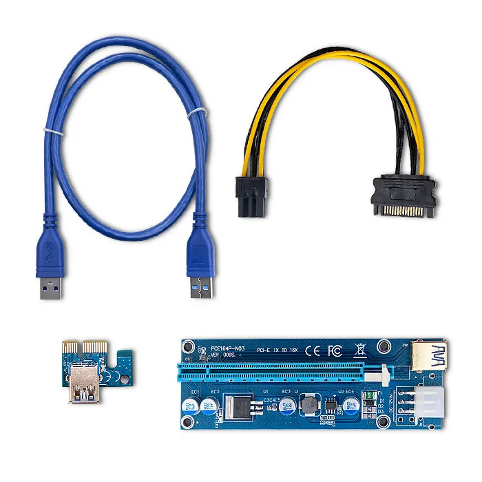 Qoltec Riser PCI-E 1x - 16x | USB 3.0 | ver. 009S | SATA / PCI-E 6-pins