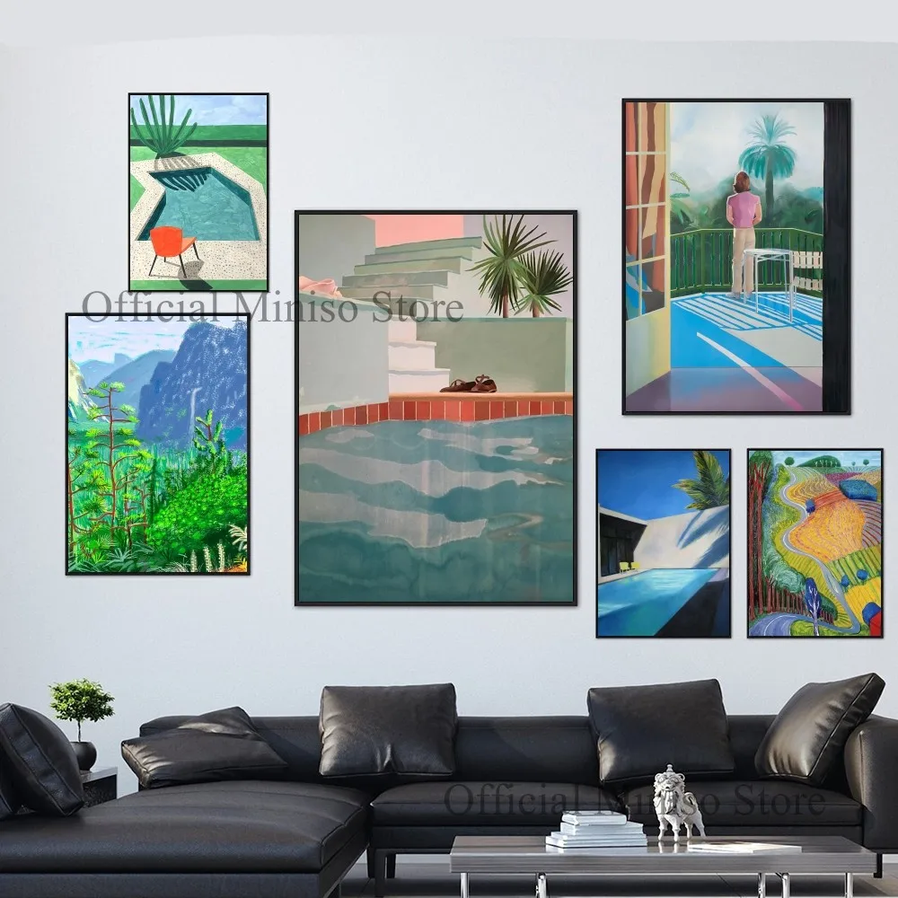 1pc David Hockney Self-adhesive Art Poster Waterproof Paper Sticker Coffee House Bar Room Wall Decor