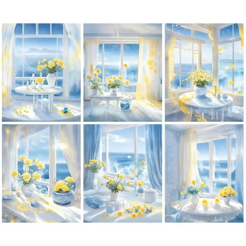 

582263 Painting By Numbers For Adults Frame Acrylic Paints Painting On Canvas Window Crafts Adult Drawing Home De